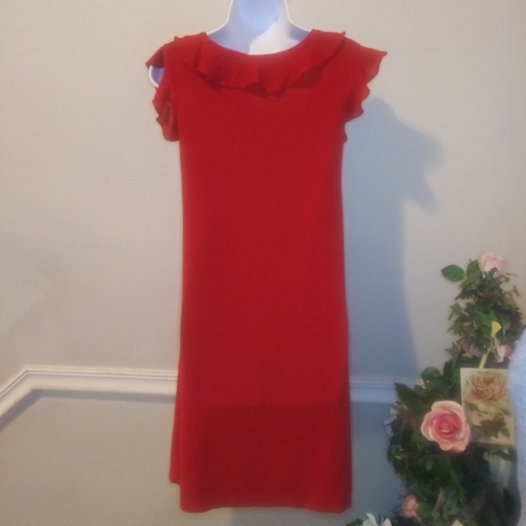 Love Moschino Red Ruffled Collar Sweater Dress - Picture 5 of 12